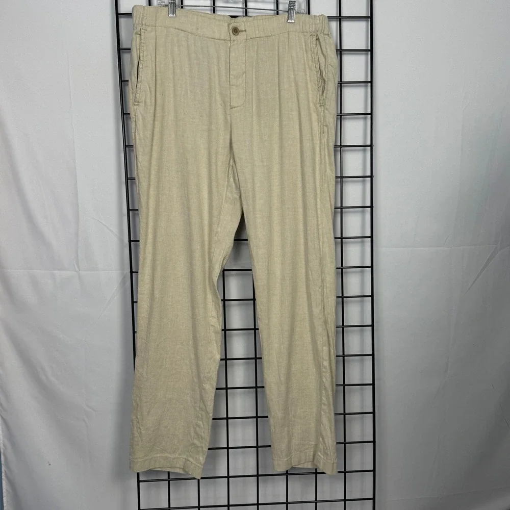 Tommy Bahama Linen Blend Casual Pants Mens XL Beige Resortwear Beach Coastal