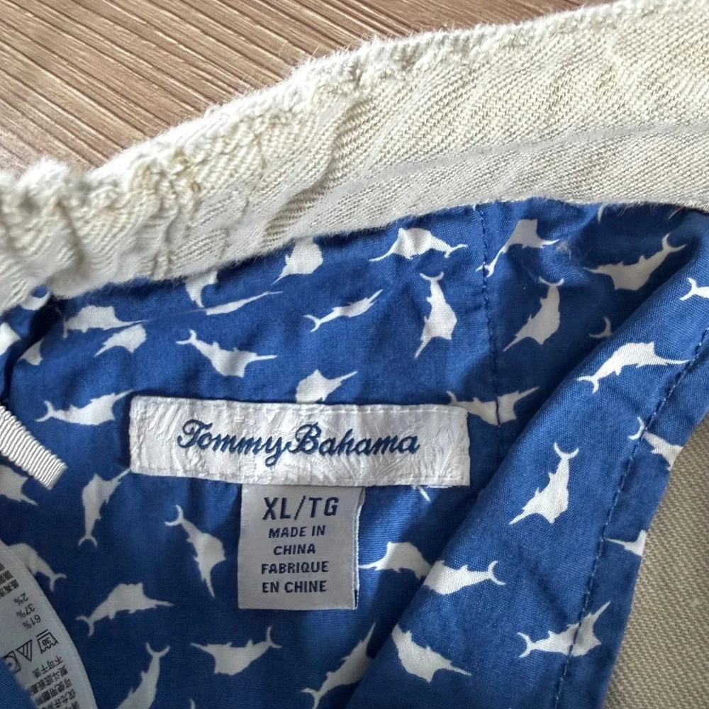Tommy Bahama Linen Blend Casual Pants Mens XL Beige Resortwear Beach Coastal