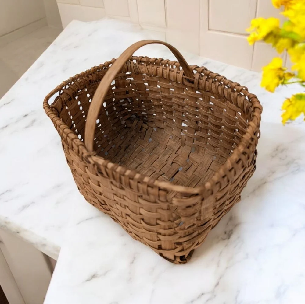 ANTIQUE Woven Americana Basket Farmhouse Storage Vintage 1920