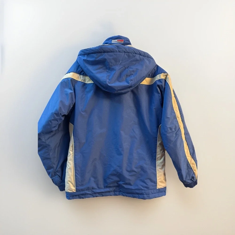 Karbon Kids Ski Snowboarding Jacket Blue Gray Hooded Sz 16‎ Winter Detach Hood