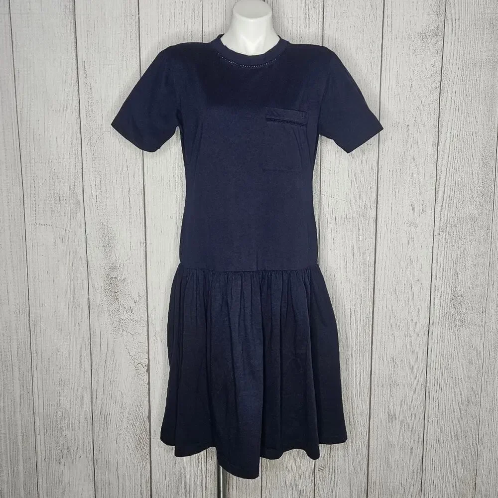 Vintage 80s 90s Drop Waist Shirt Dress with Shoulder Pads, size Medium