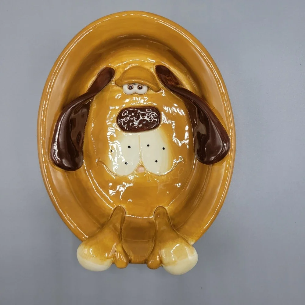 Douglas Dog 3D Trinket Dish Soap Dish Russ Berrie Design Brown Floppy Ears