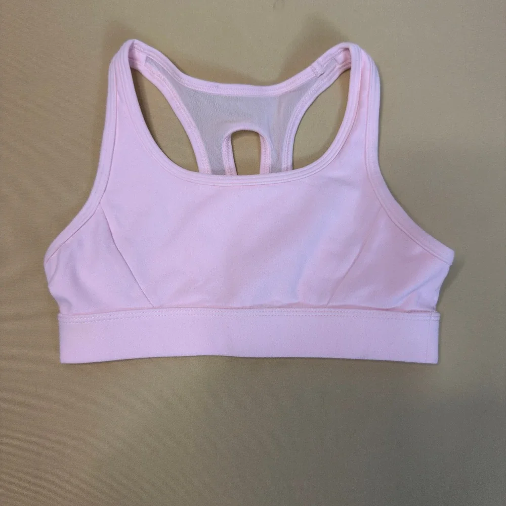 NEW All in Motion Girls Sports Bra Size S 6/7 Pink Mesh Back Activewear