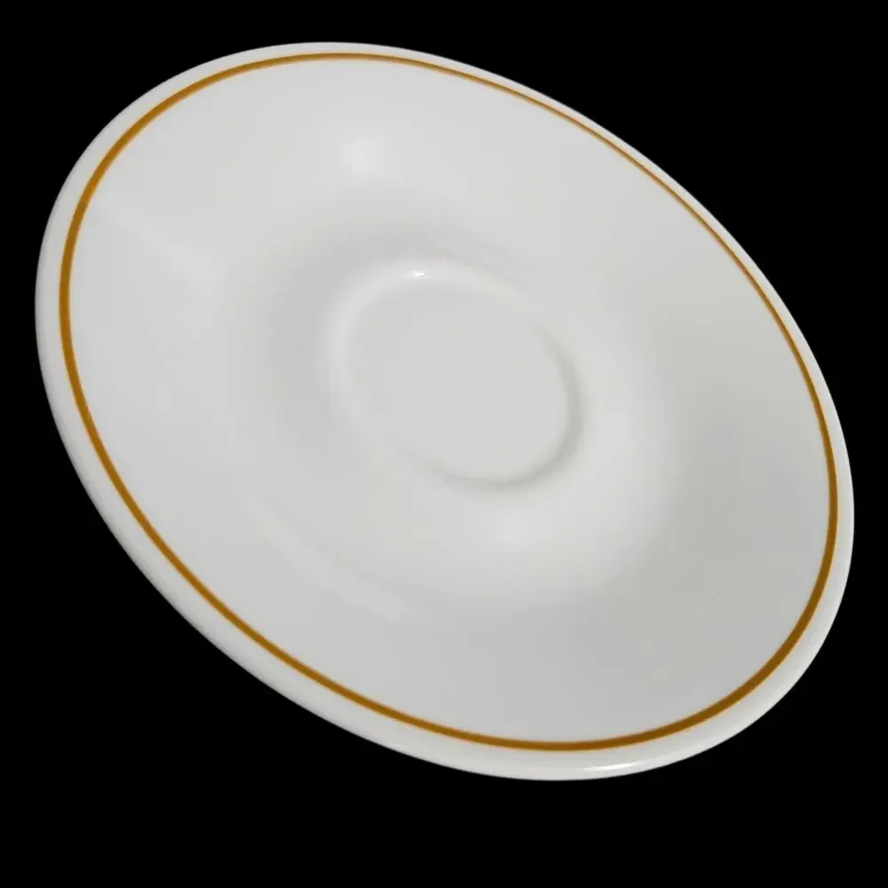 Corelle Corning White Brown Orange Rim Saucers Set of 3 Vintage
