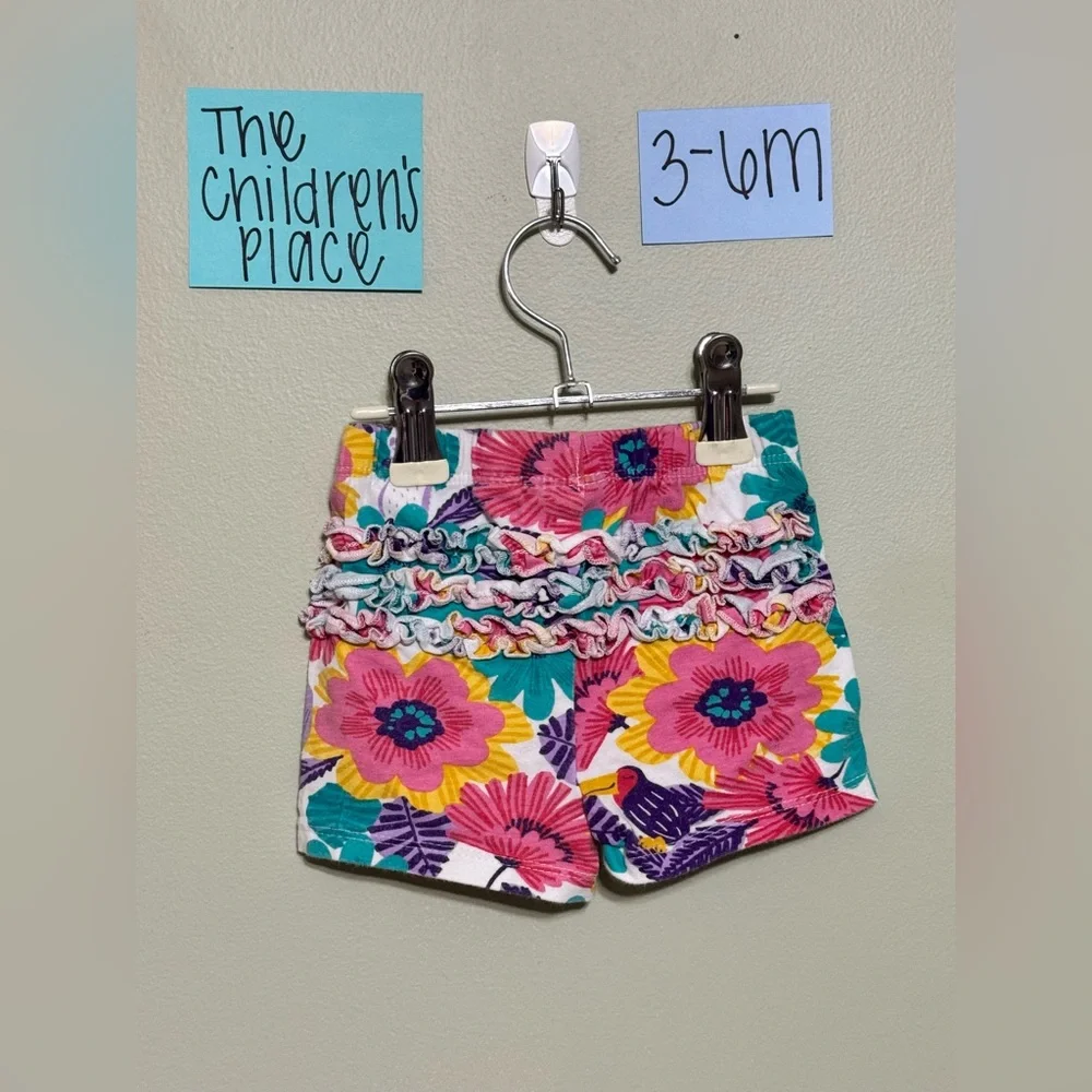 NWOT The Children's Place Floral Infant Shorts with Ruffled Bottom, 3-6M