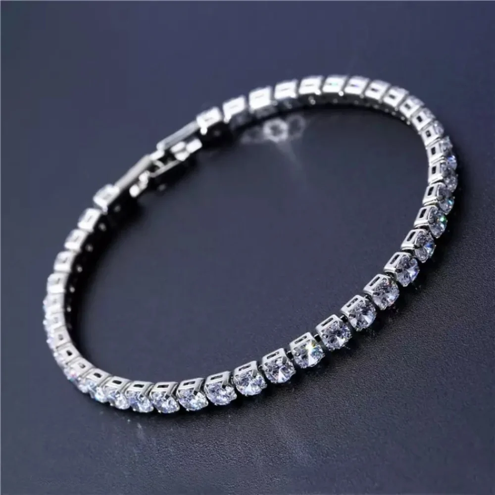 🌟 Platinum Plated Diamond Tennis Bracelet