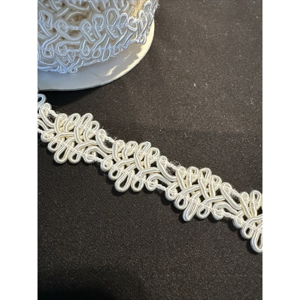 Vintage Cream Ivory Toned Scroll Braid Gimp Trim 4 Yards Trim Edging Sewing