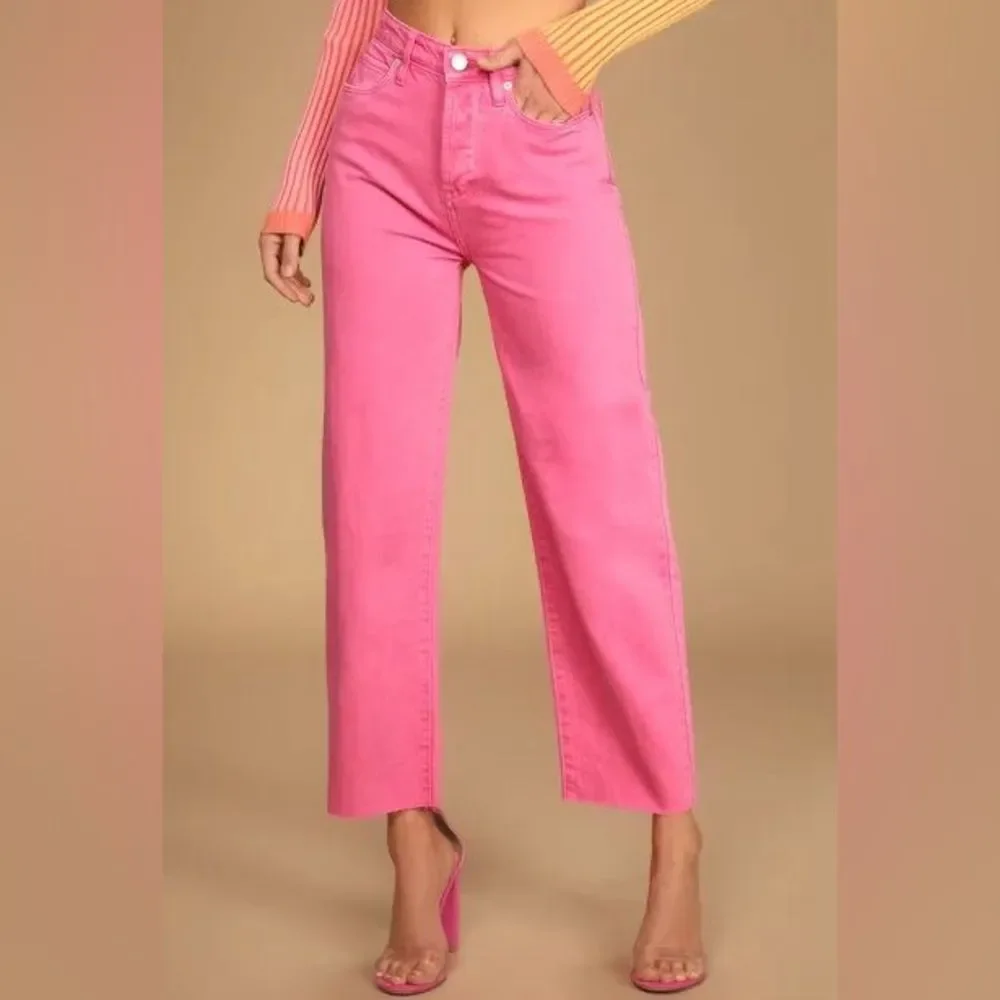 Blank NYC | The Baxter Pink Denim High-Waisted Straight Jeans