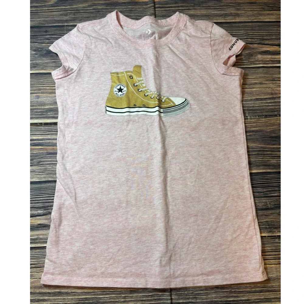 Converse T-Shirt Girls L Pink Heather Chuck Taylor Graphic Tee 12-13 YRS