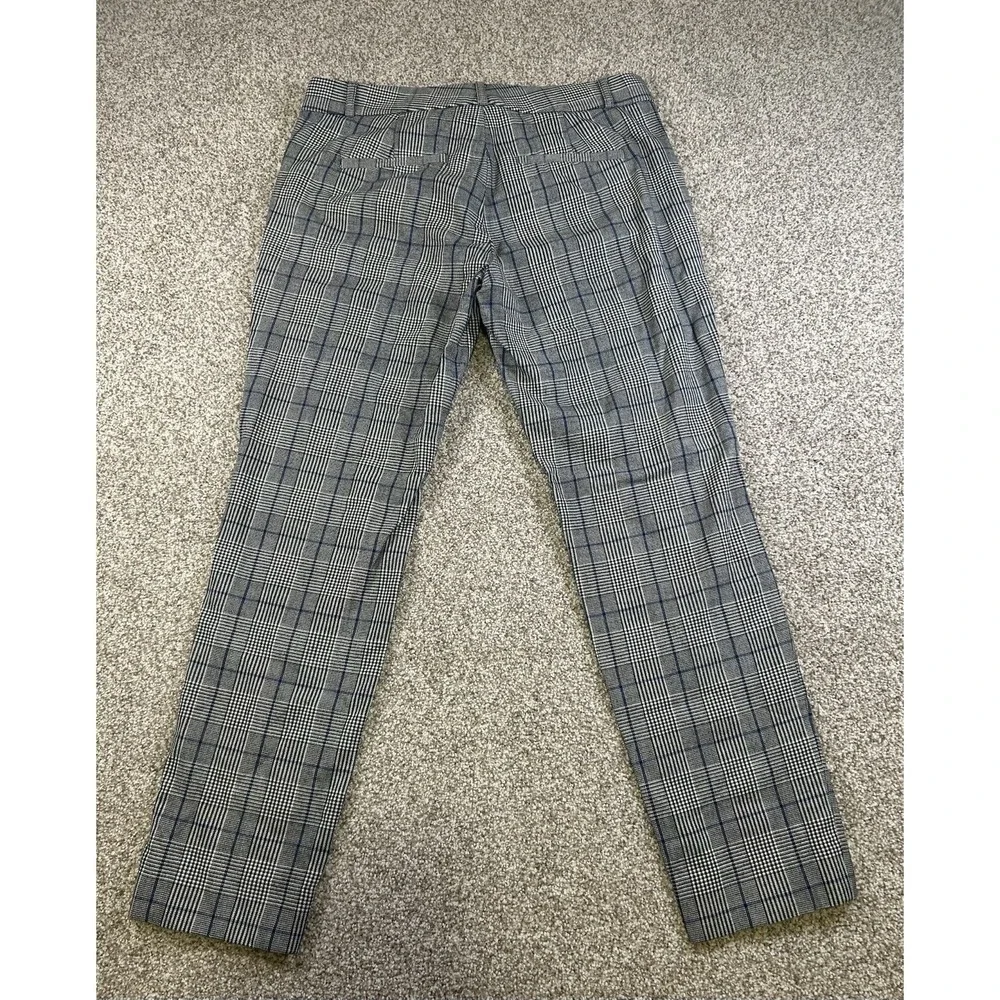 Banana Republic Sloan Pants 4 Trouser Gray Plaid Straight Wide Waist Work A6