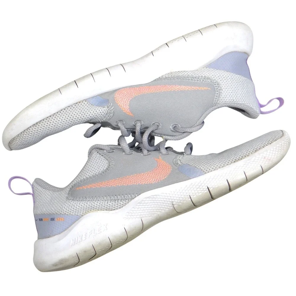 Nike Flex‎ Running Shoes Women's Gray Peach Swoosh Lightweight Size 6.5