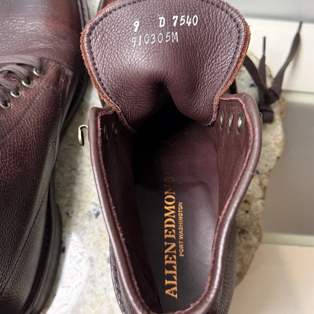 Allen Edmonds Higgins Mill Weatherproof Mens Boot Burgundy Chromexcel Leather 9