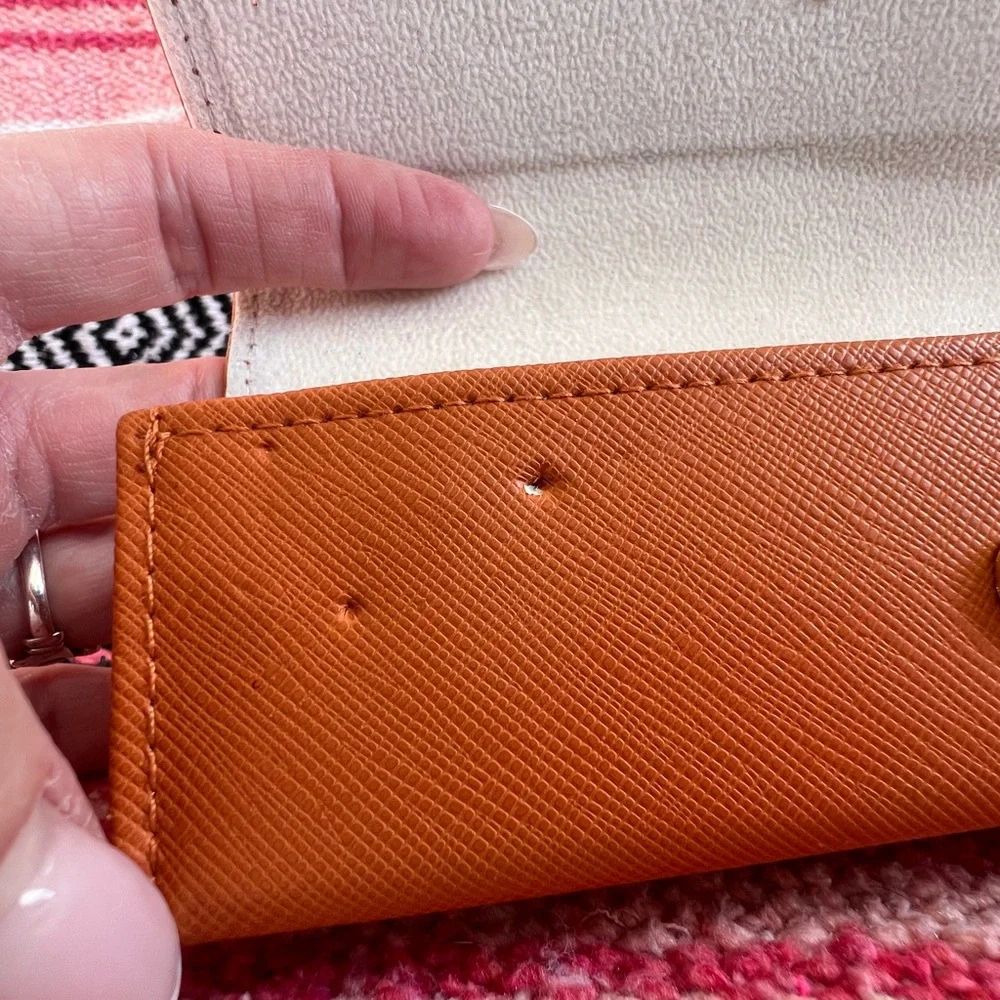 Tory Burch Orange Leather Eyewear Glasses Case