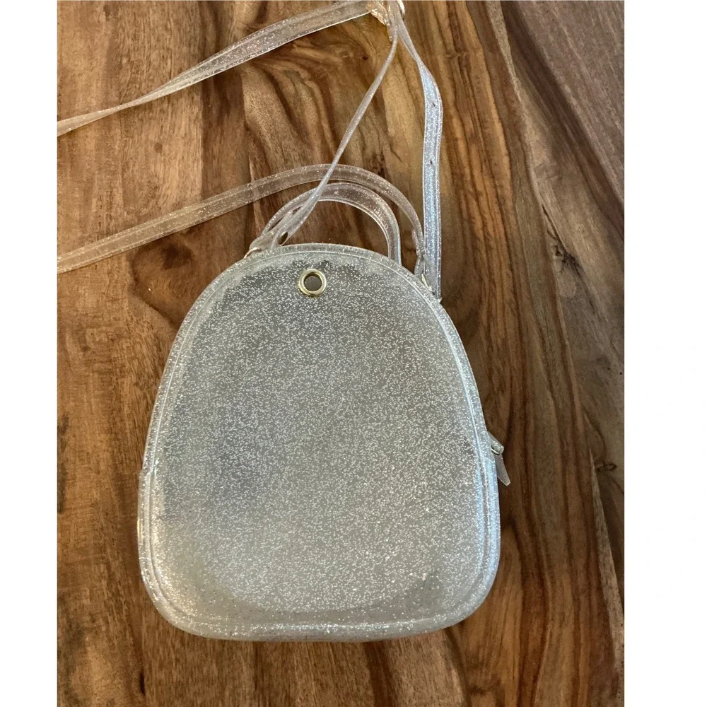 Doe A Dear Bee Mini Jelly Purse Clear Silver Glitter Kids Girls Shoulder Bag‎