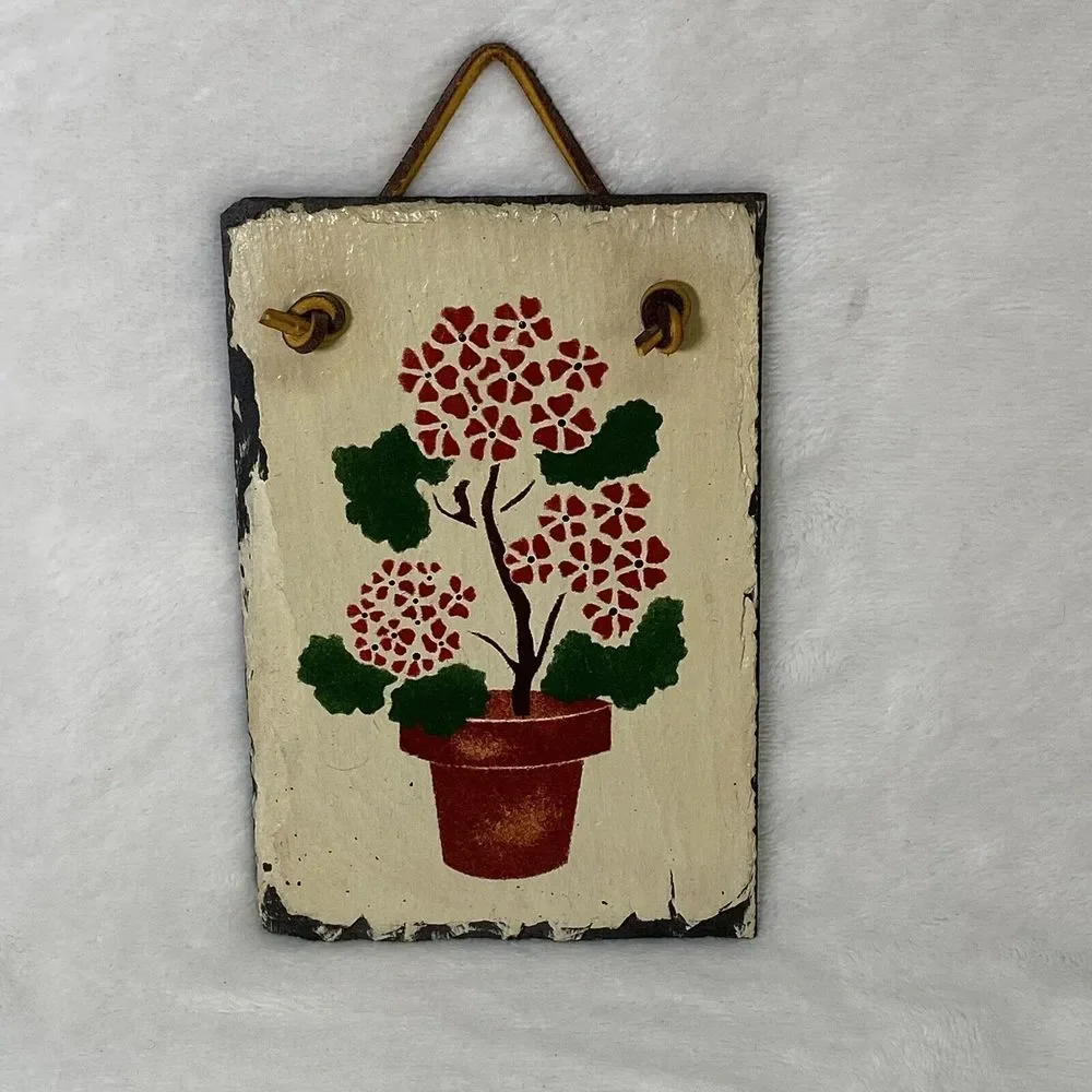 Handcrafted Slate Plaque flower Weather resistant‎ 4