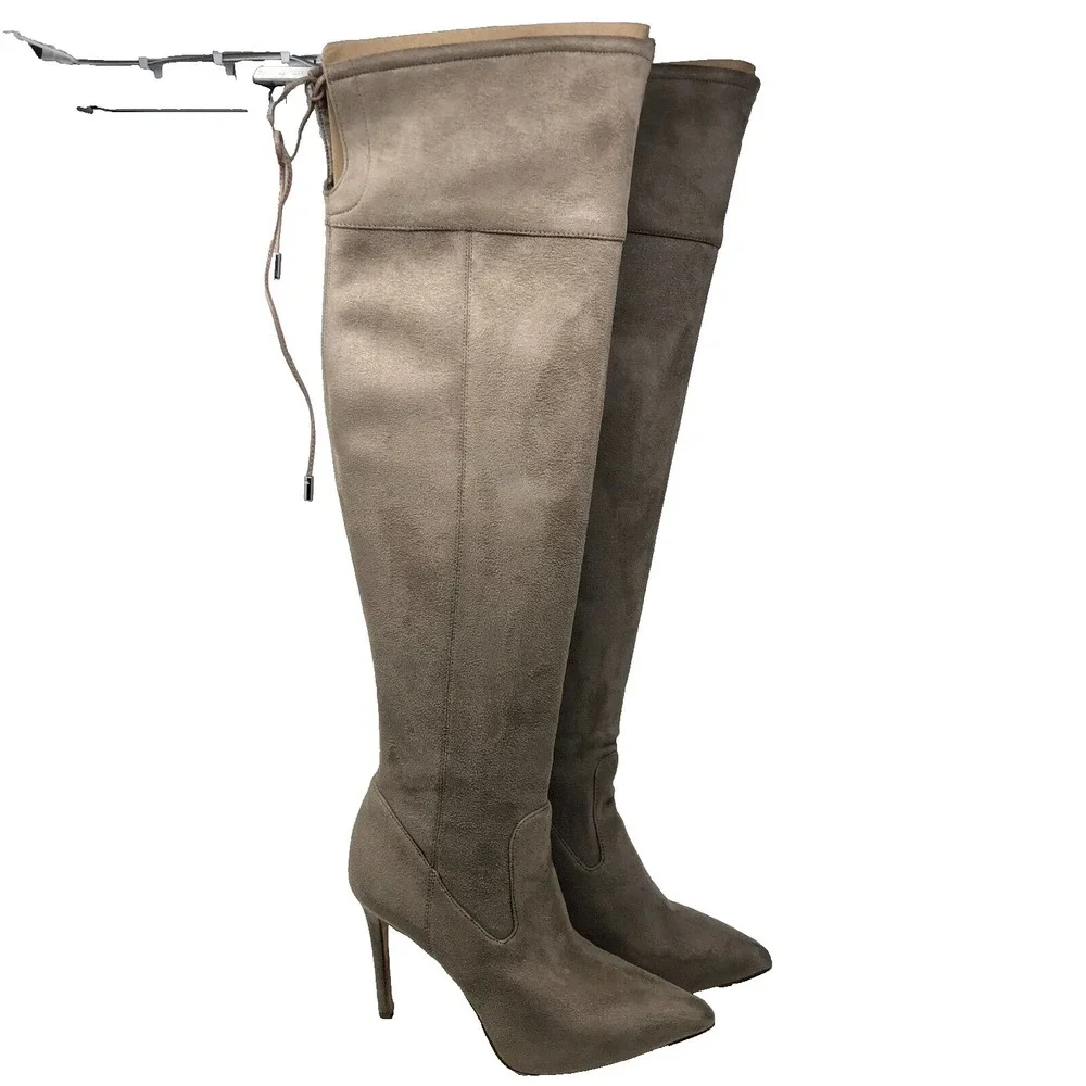 Michael Kors Jamie Over The Knee Stiletto Boots Womens 6.5 Taupe Beige