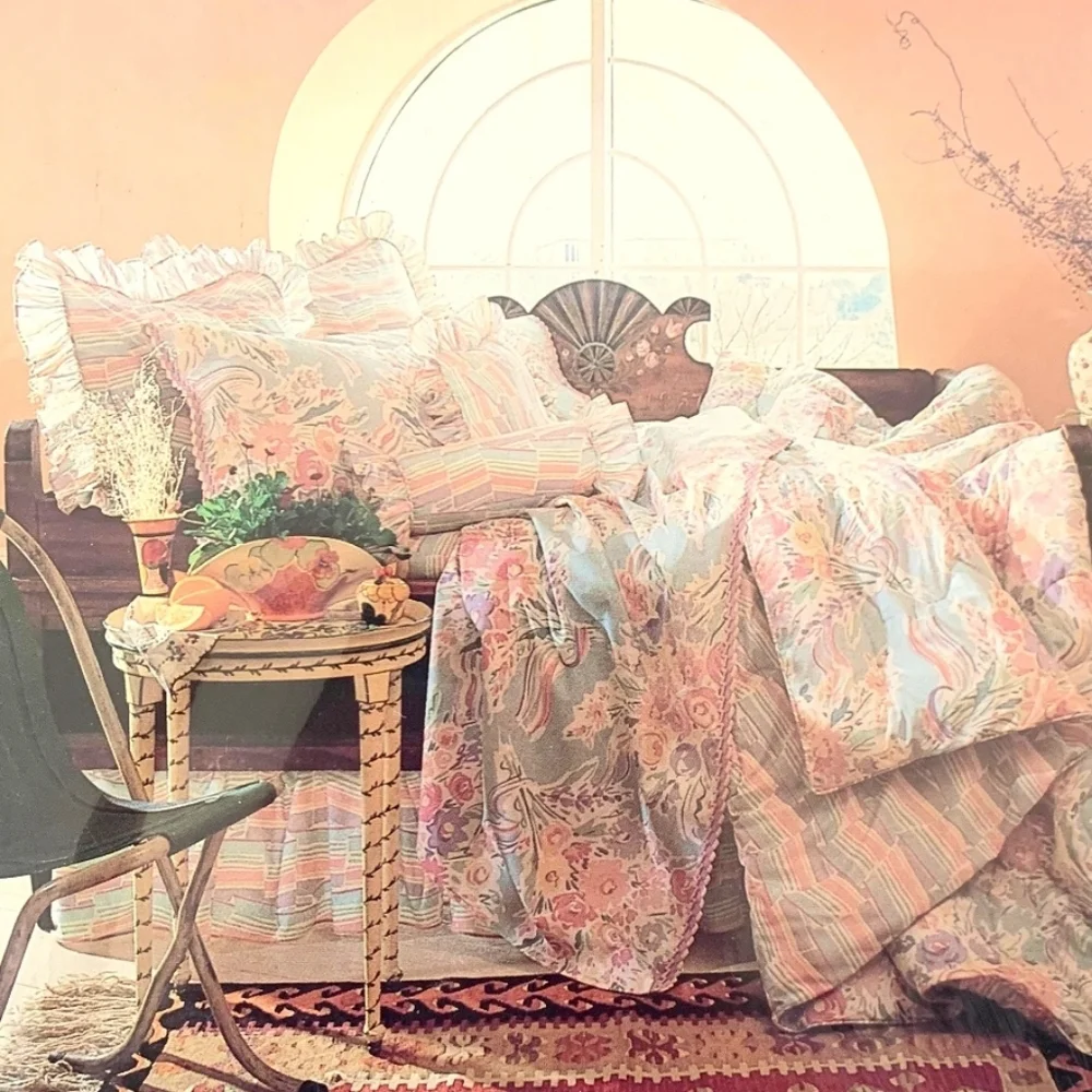 COLLIER CAMPBELL Duvet Cover Twin Floral Pastel Cotton Percale Vintage