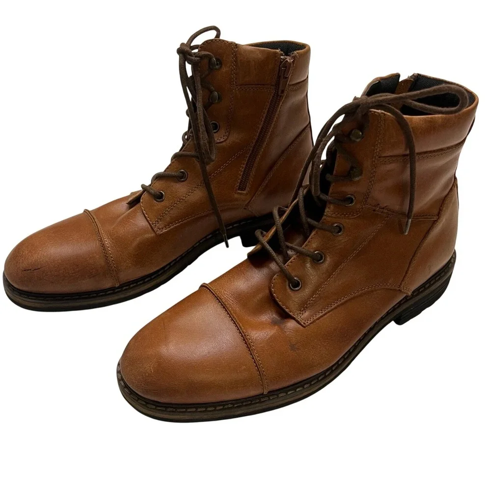 THE RAIL Cap Toe Chukka Brown Leather Ankle Boots Size EU‎ 43M (US 10)