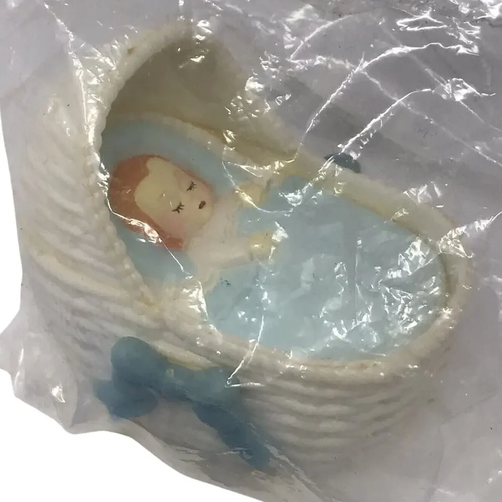 Vintage Baby Boy Shower Cake Topper Decorations Set