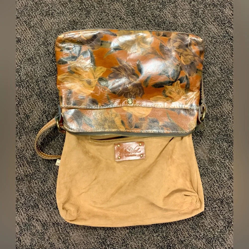 PATRICIA NASH Avellino Italian Leather‎ Floral Brown Crossbody Shoulder Bag