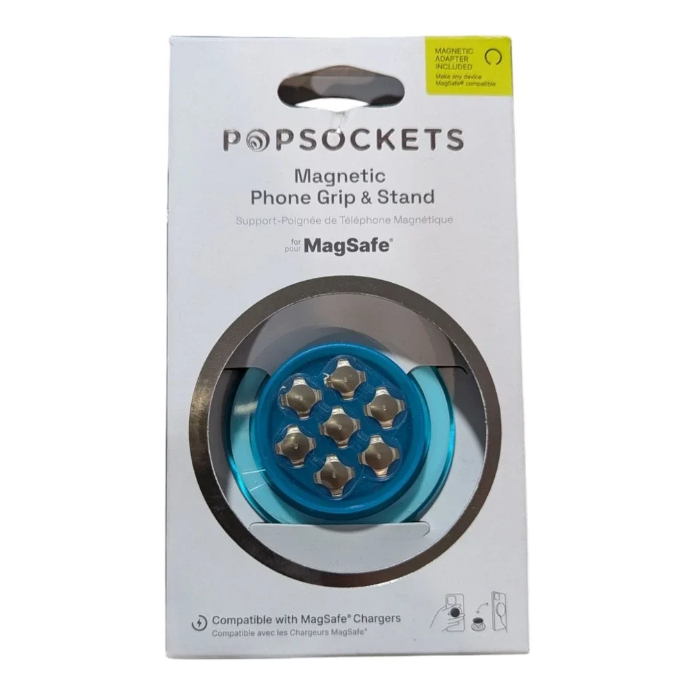 Nn9. PopSockets MagSafe Round PopGrip Phone Grip & Stand - Blue‎ (Missing Top)
