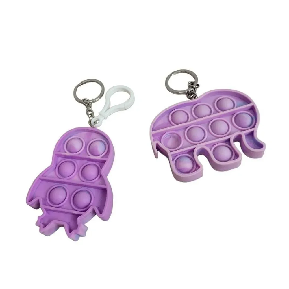 Purple and Pink poppet Keychains Rocket Elephant 3.5x2.5