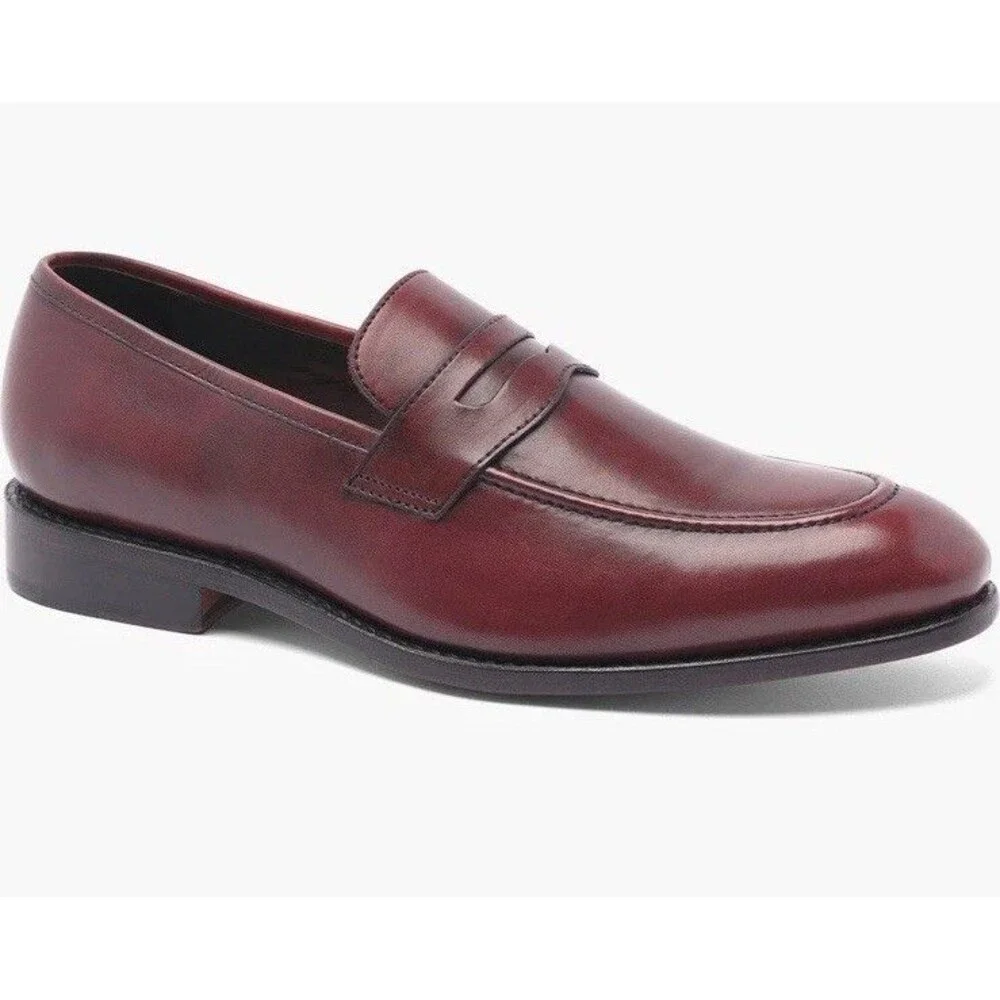 New Anthony Veer Gerry Penny Loafers Slip On Shoes Wine Men Leather Sz 10 Lite