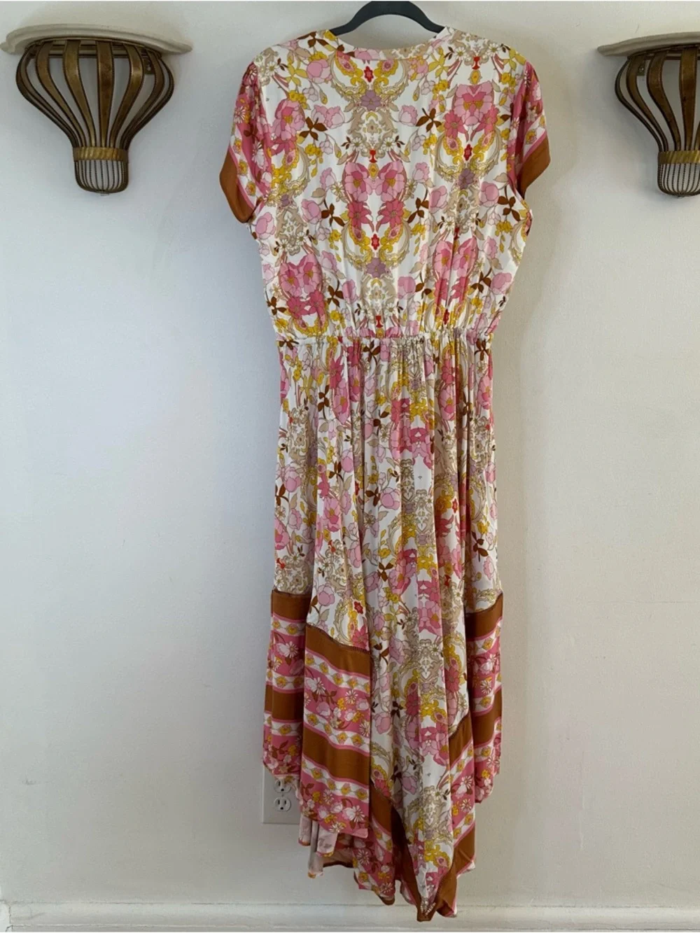 City Chic Boho Floral Paisley V-Neck Maxi Sky Dress, Viscose, Flowy, Western