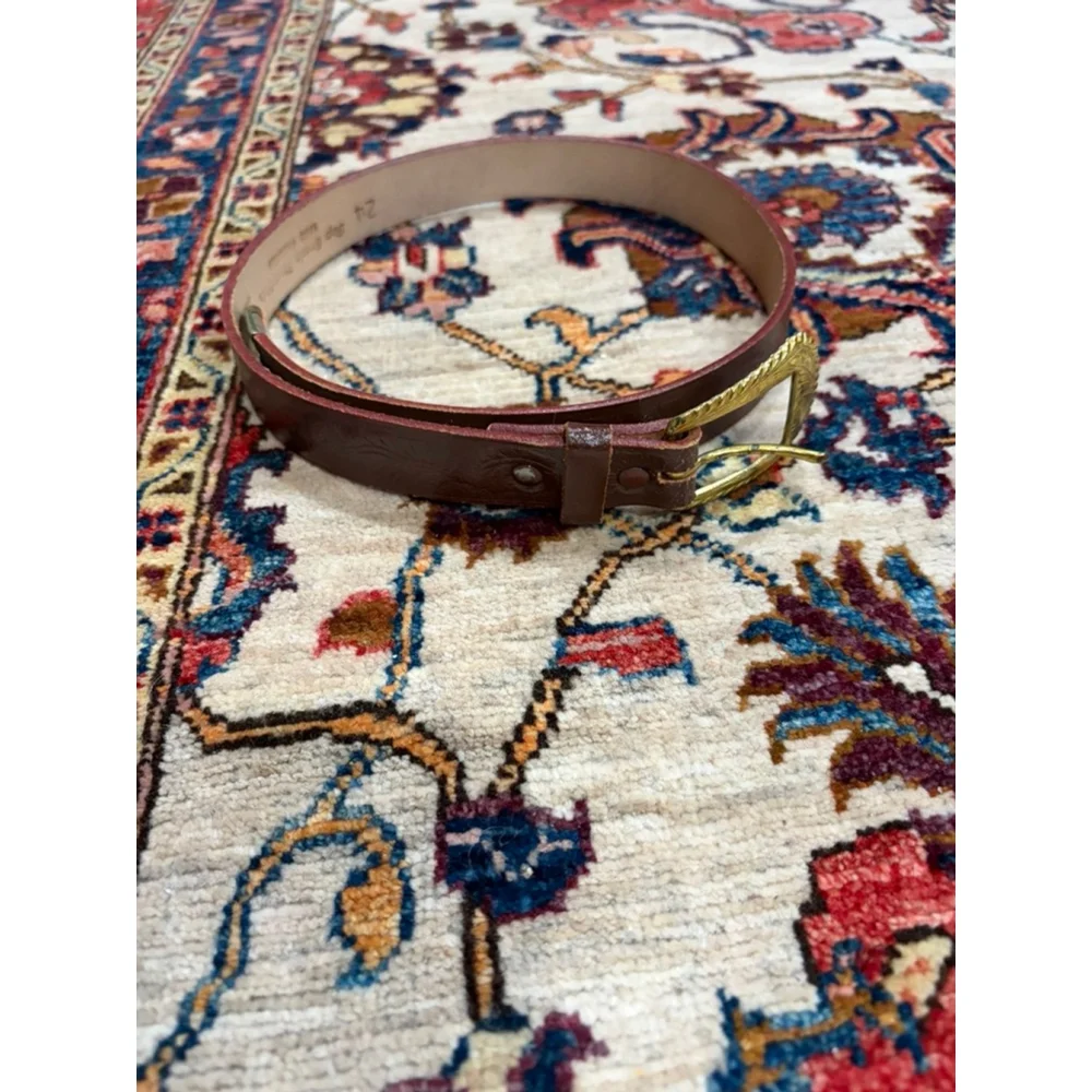 Kids Brown Embossed Leather Belt Gold Western Buckle Size 24 Genuine Leather