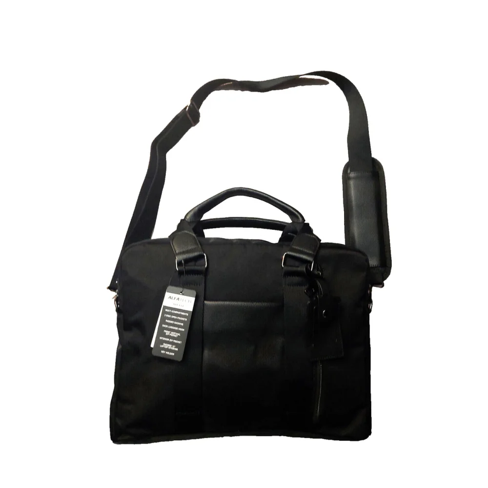 NWT Alfani Mens Nylon Briefcase Bag Black ONE SIZE