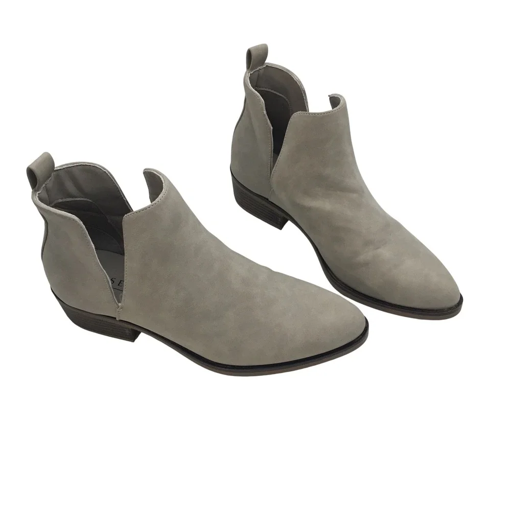 Serra Womens Side Cutout Ankle Booties Light Gray Taupe Pointed Toe Size 10