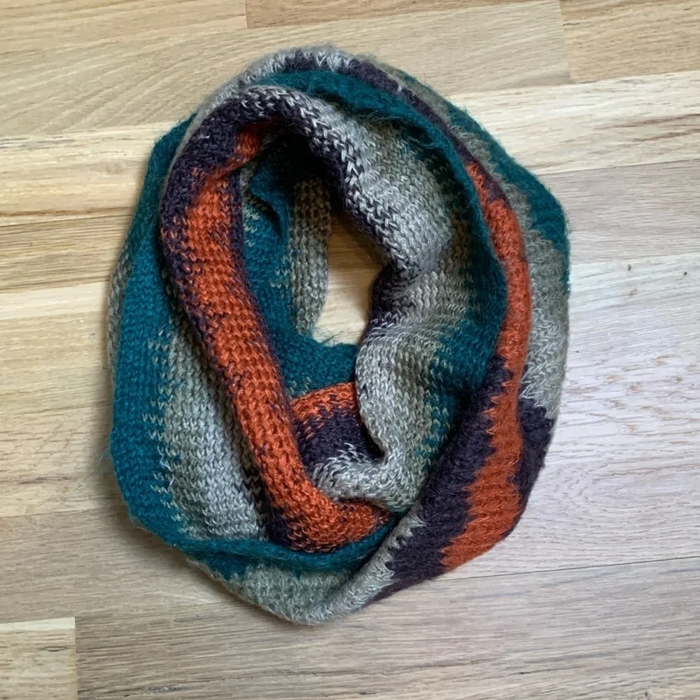 Darling Fuzzy Colorful Striped Infinity Scarf Women’s OS