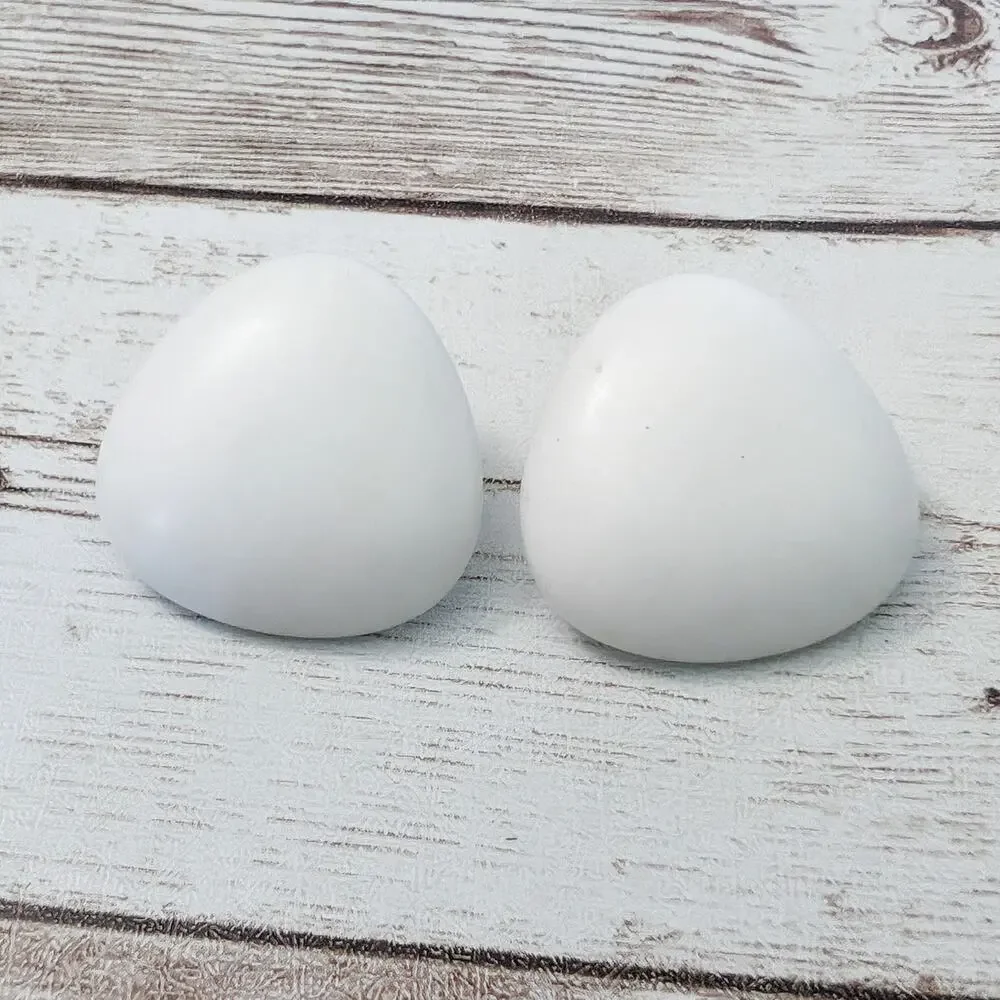 Vintage Earrings For Pierced Ears Off White Rounded Triangle - Damaged