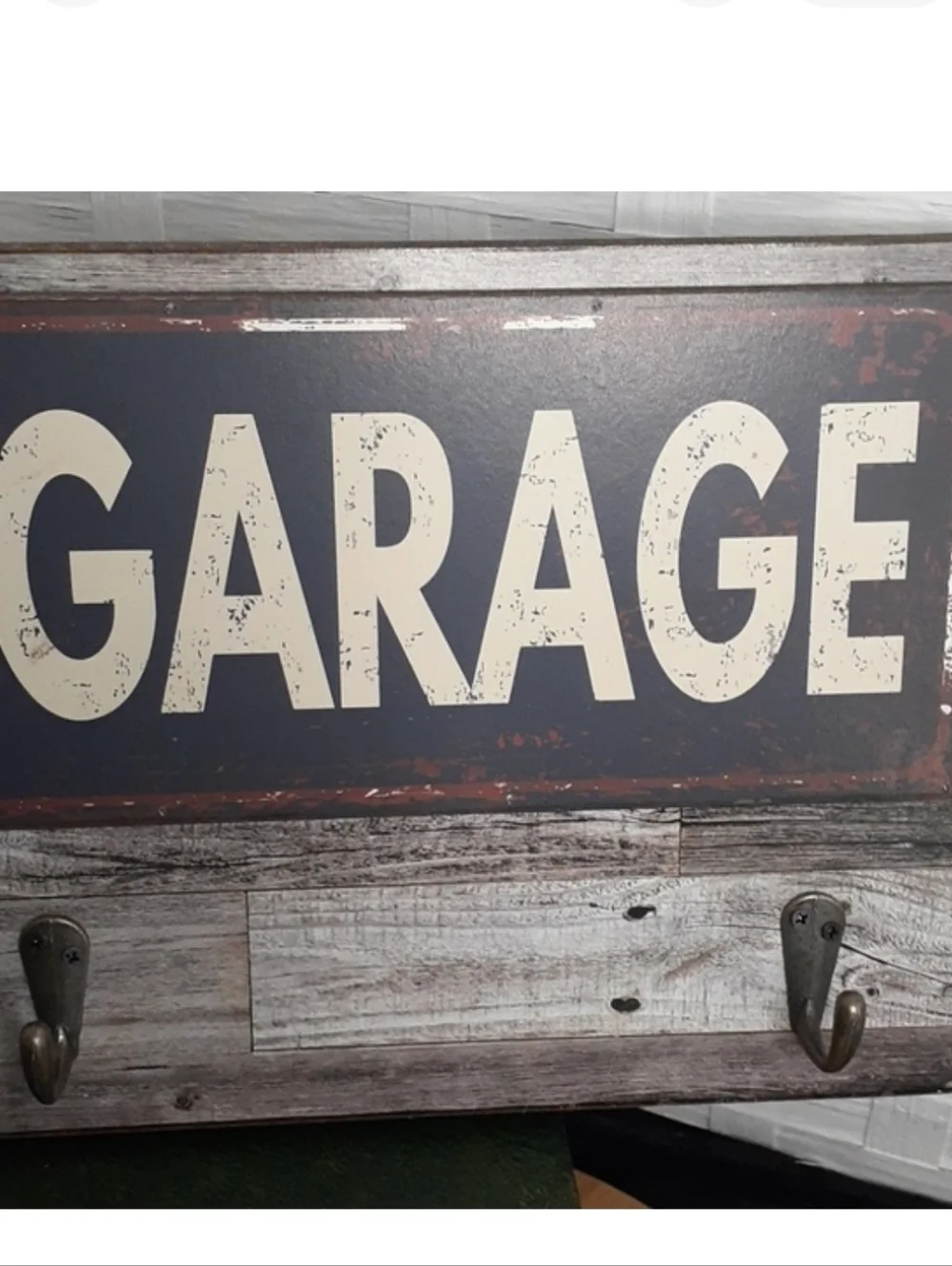 👉*DAD'S GARAGE* RUSTIC SIGN W/ HOOKS ~INDUSTRIAL CHIC ~MAN CAVE