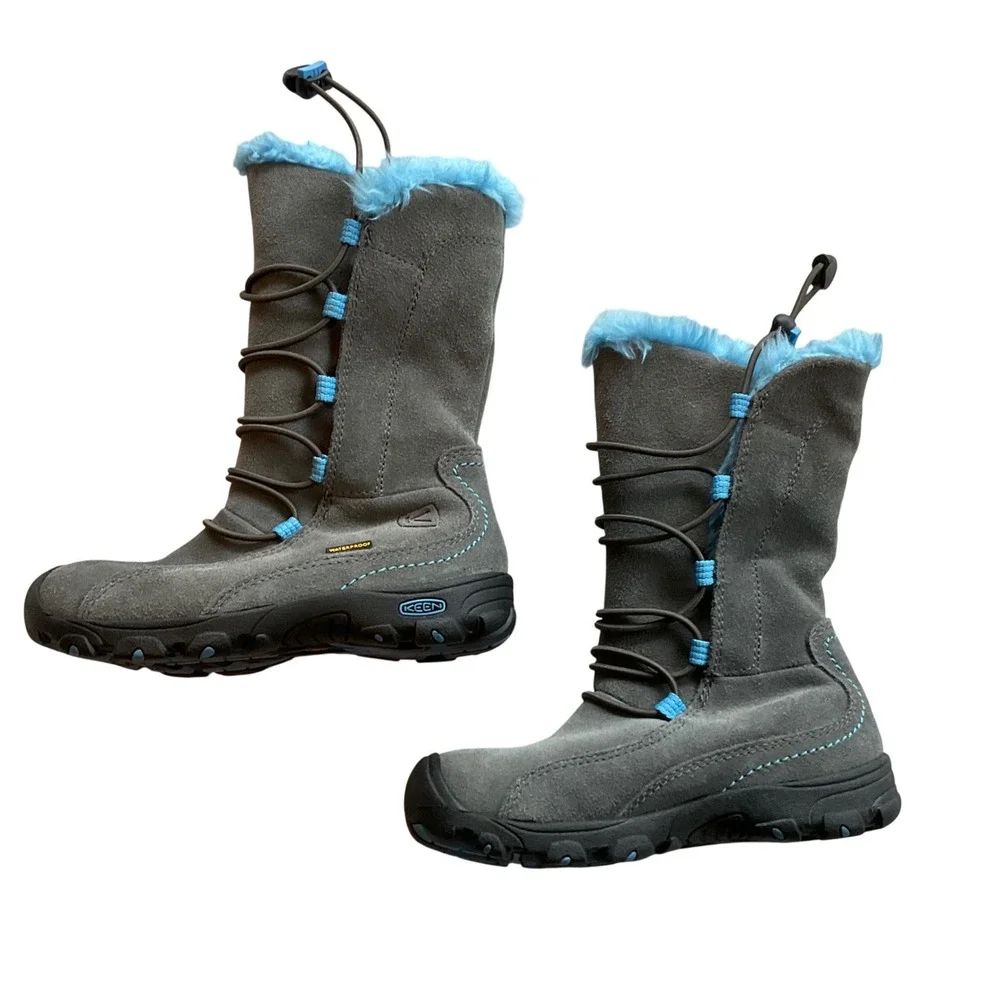 Keen‎ Kids Waterproof Gray Blue Winter Snow Boots Size 12