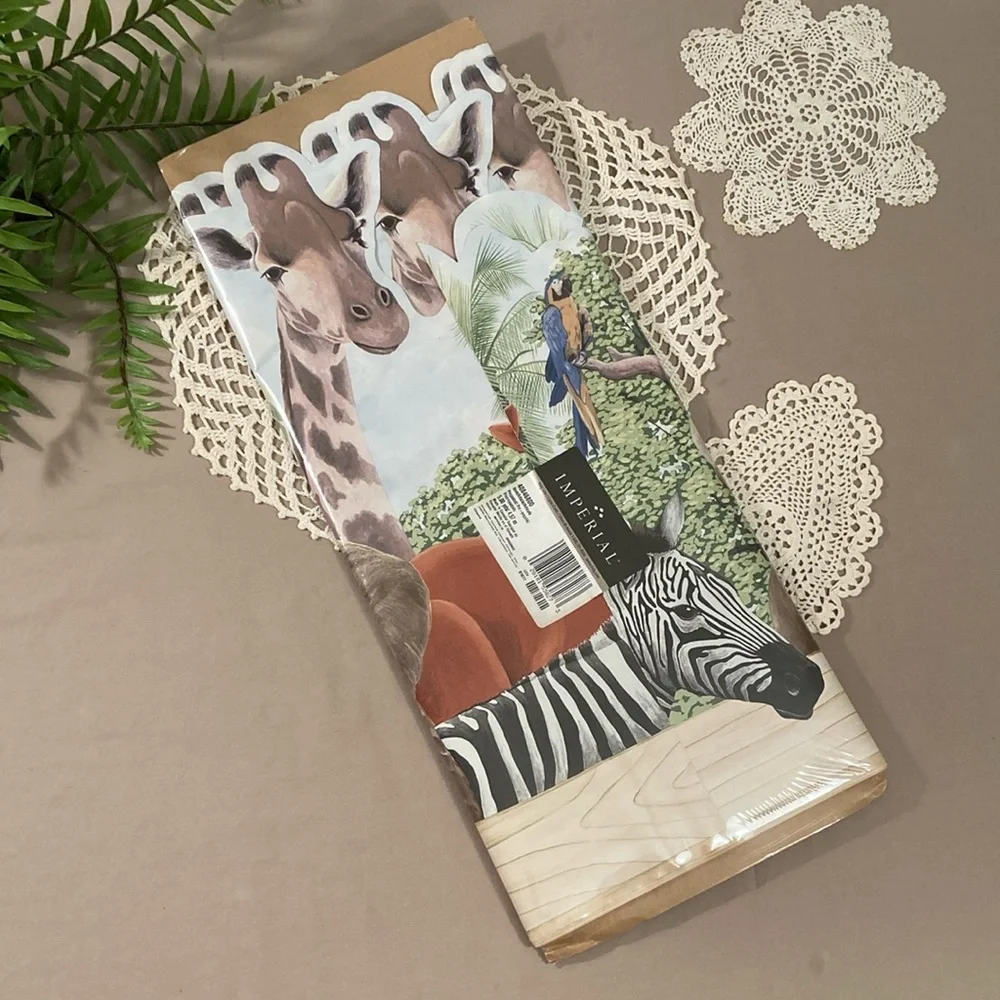 Zoo Animals Wall Border With Giraffes Elephants Zebras Parrots