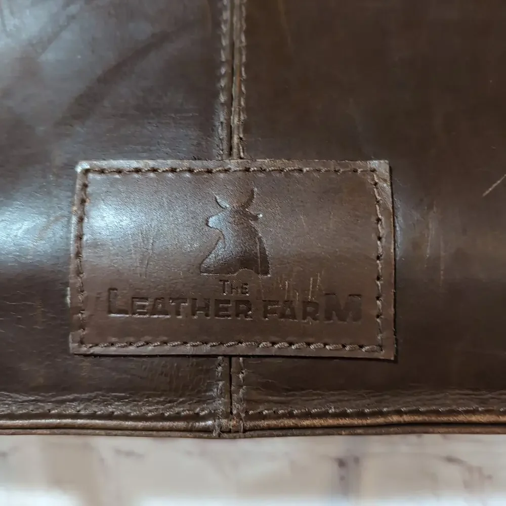 The Leather Farm Buffalo Leather Briefcase Organizer Messenger Bag Magnetic Flap