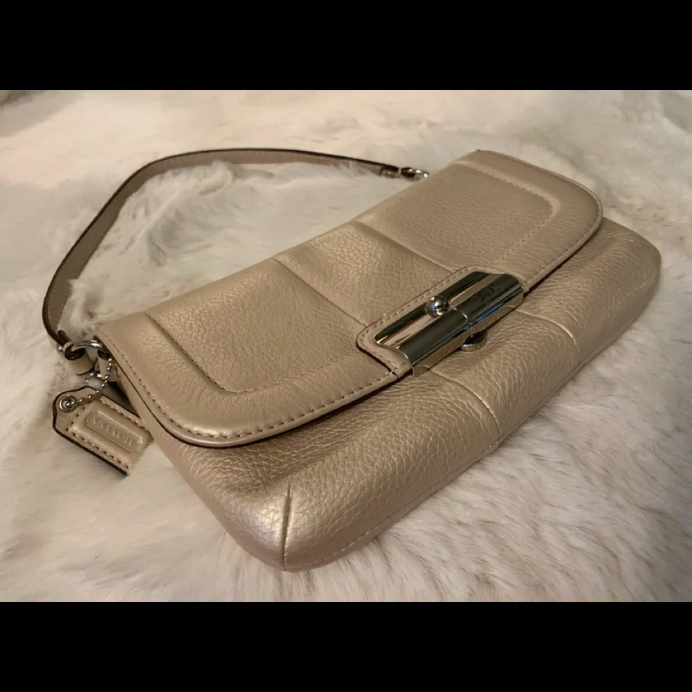 Coach Metallic Beige Leather Shoulder Bag