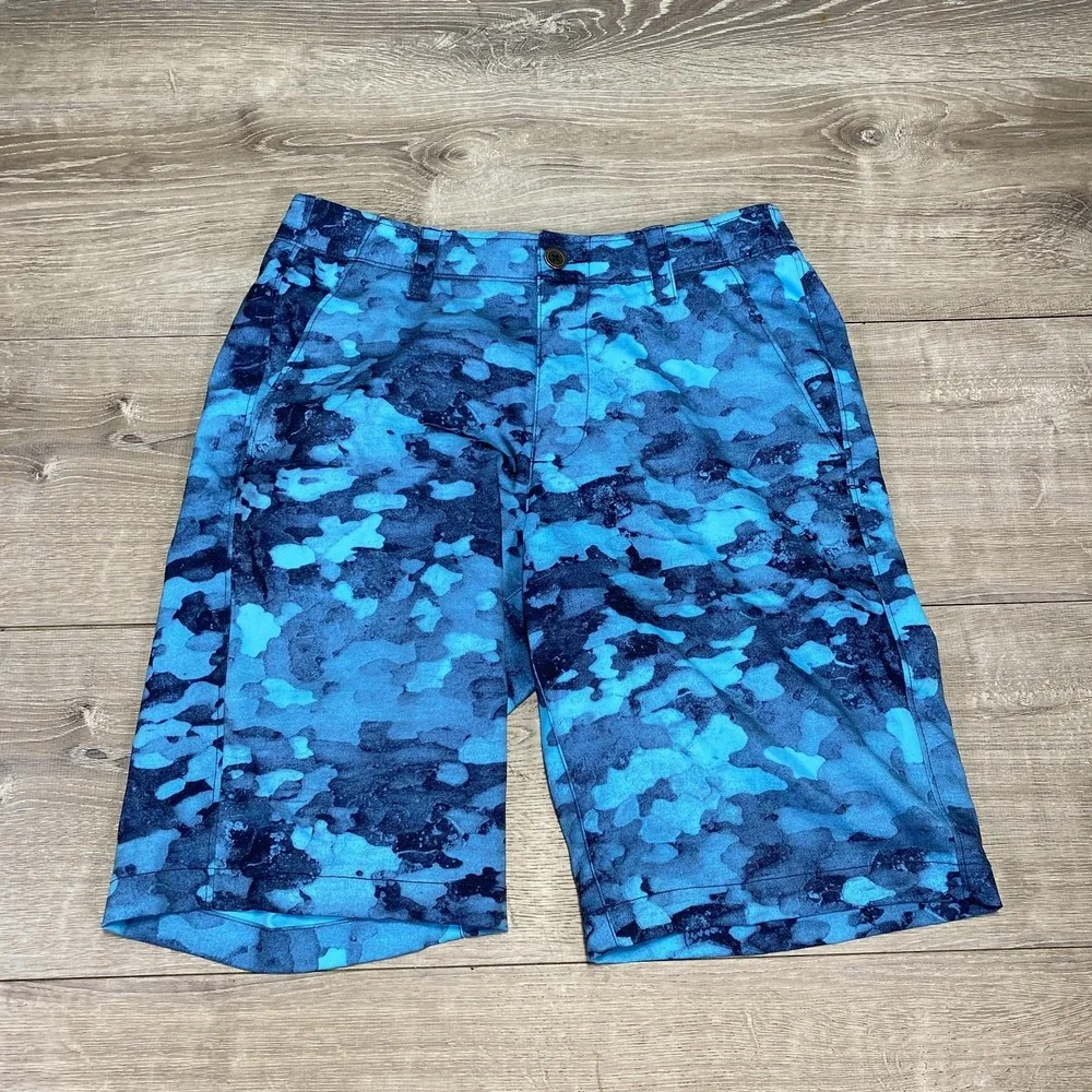 Under Armour Shorts Mens 30‎ Blue Camo Golf Performance Lightweight UA 1258526