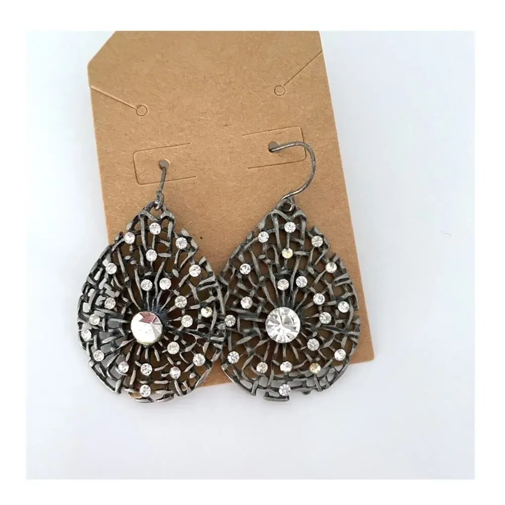 Metal and Sparkle Dangling Earrings