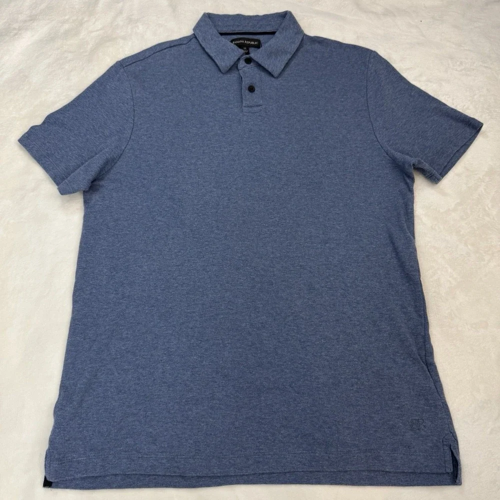 Banana Republic Polo Shirt Mens Medium Blue Heather Casual Classic