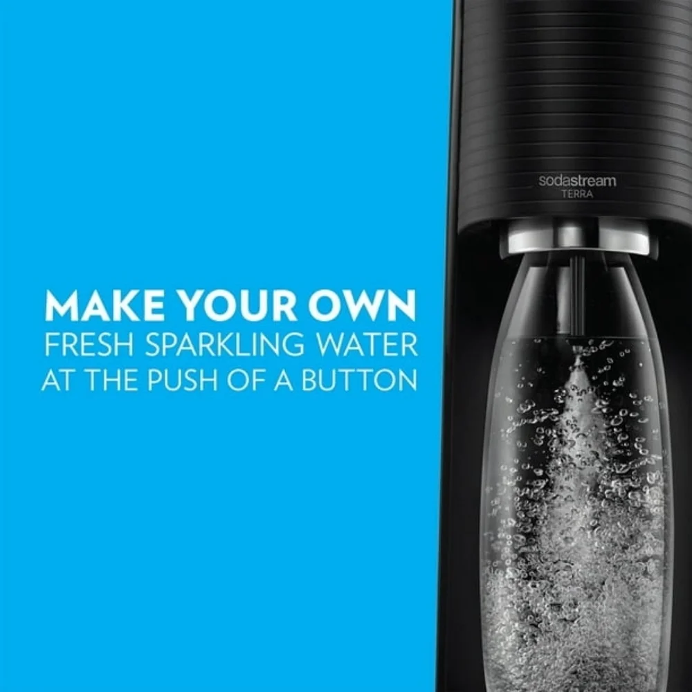 SodaStream X Bubly Drops Terra Sparkling Water Carbonating Soda Kit Black