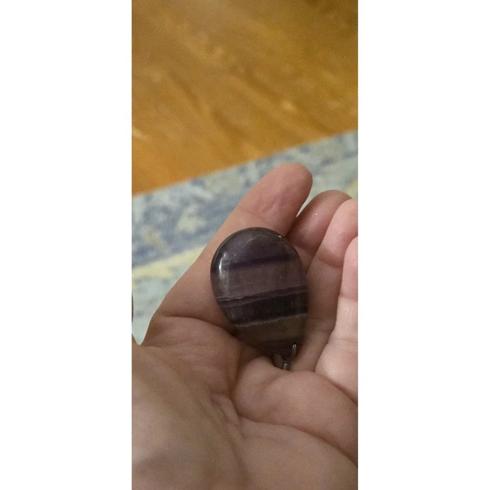 Purple Polished Fluorite Stone For Pendant Healing