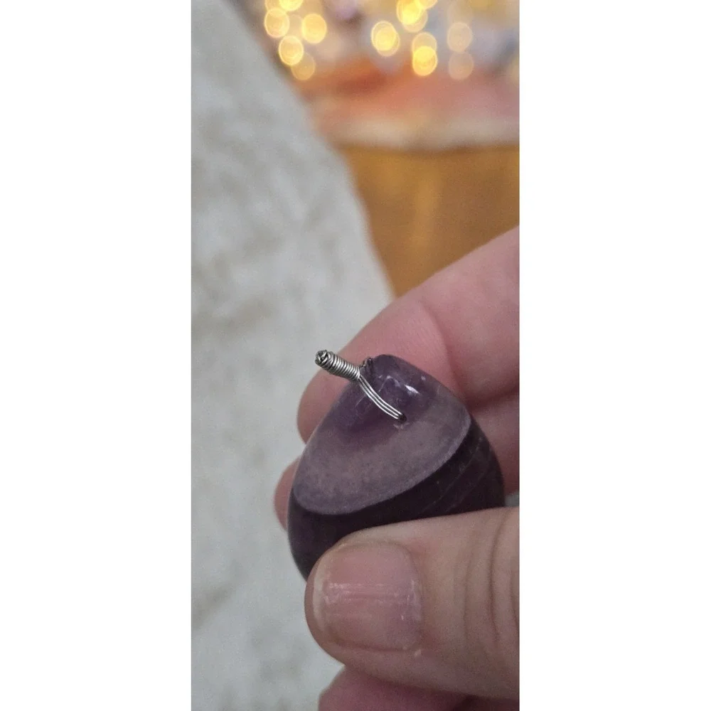 Purple Polished Fluorite Stone For Pendant Healing