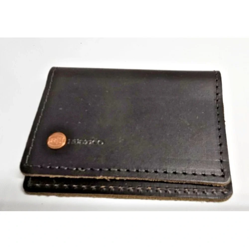 RUSTICO VOYAGER ‎ bifold thick leather small wallet dark brown