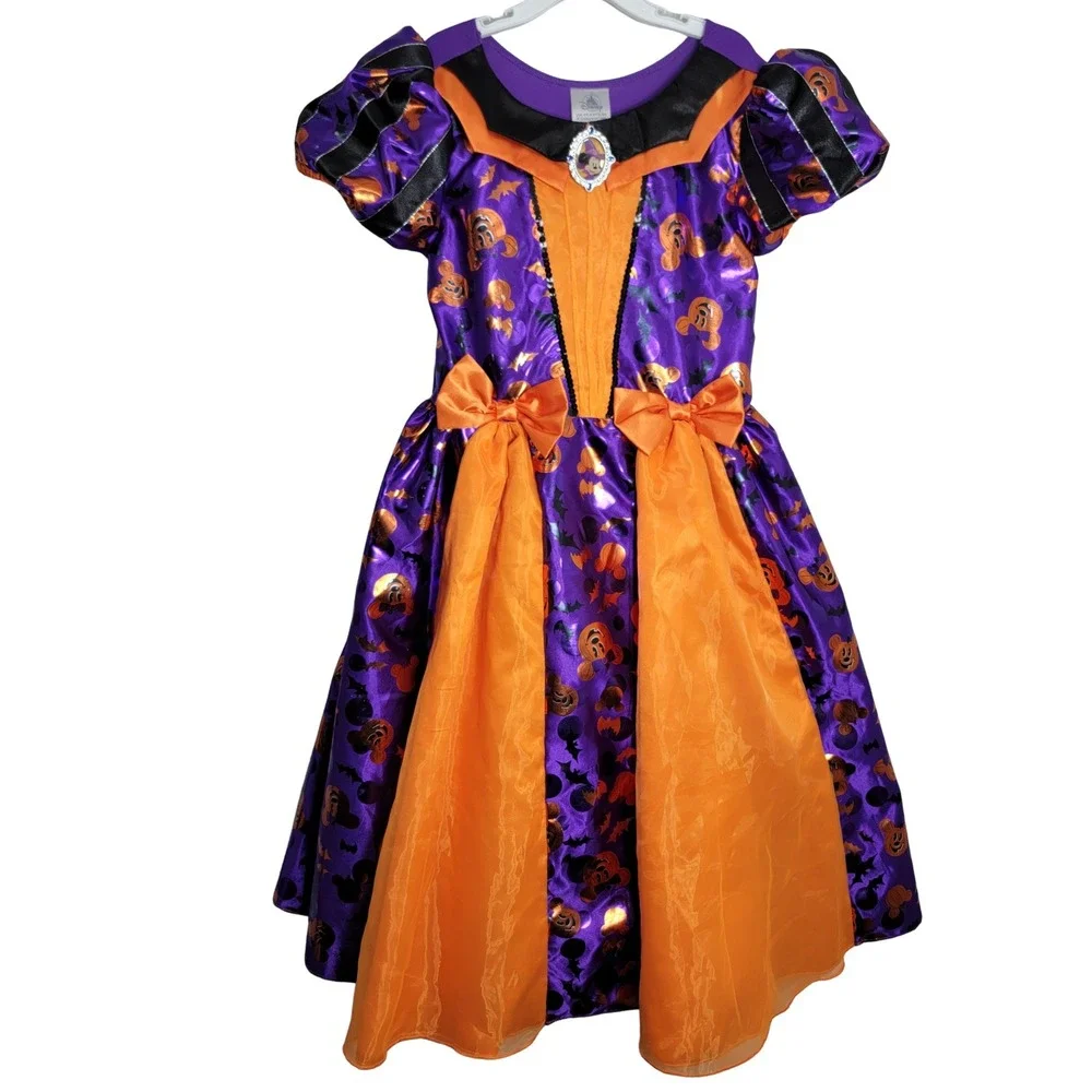 Disney Minnie Mouse Halloween Witch Costume Dress Purple Orange Girls Size 9/10