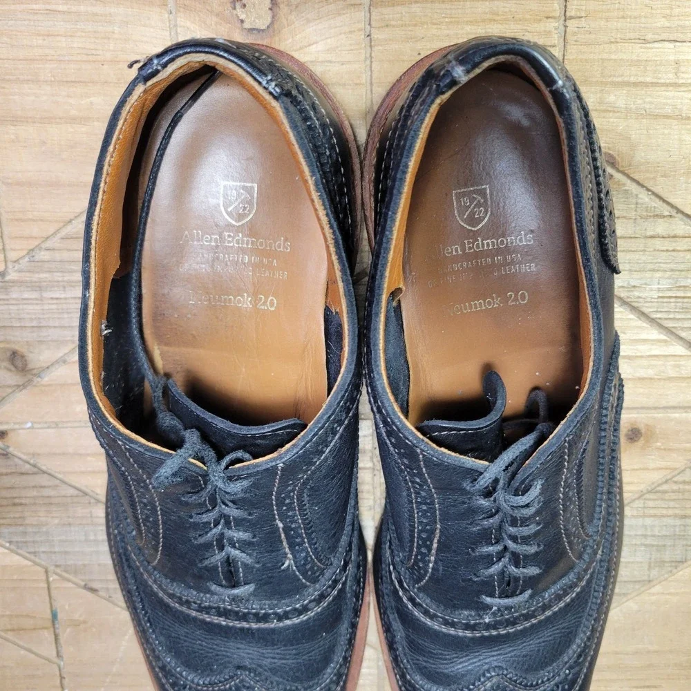Allen Edmonds Neumok 2.0 Oxford Shoes Mens 9.5 E Brown Leather Wingtip Brogue