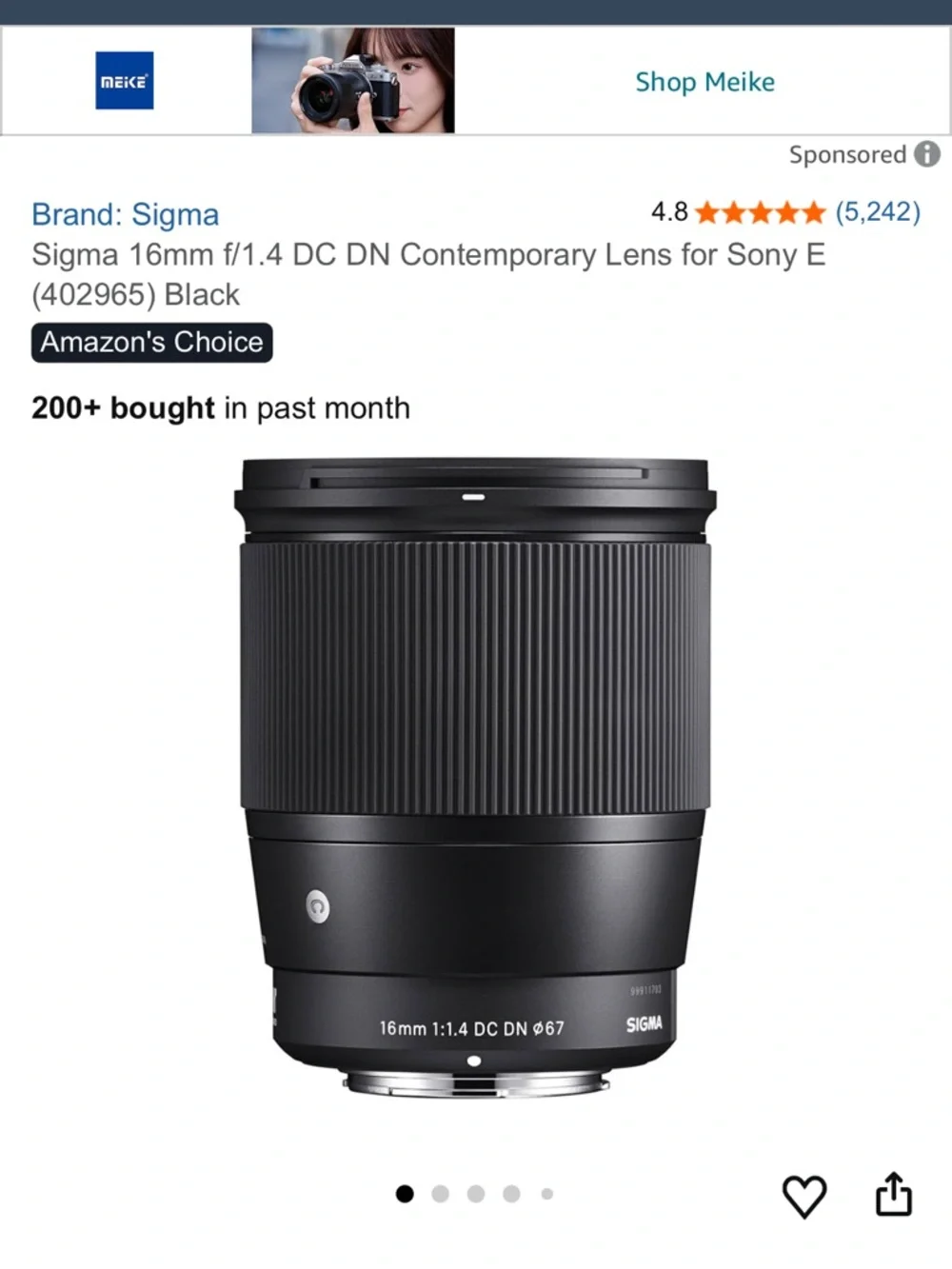 Sigma Beauty 16mm f/1.4 Wide-Angle Lens - Black