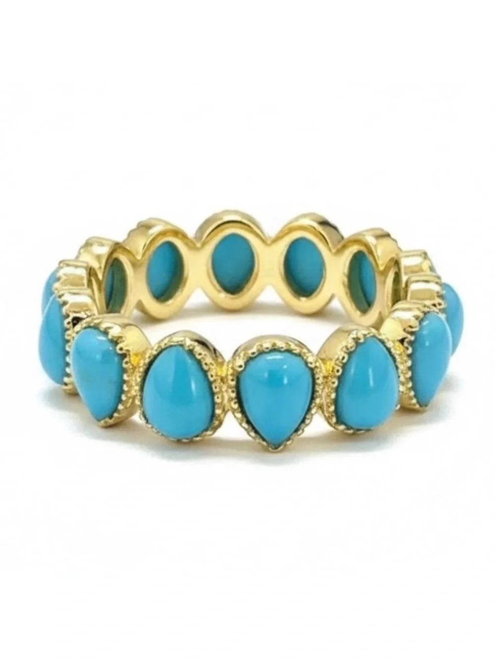 NWT Savvy Cie Jewels Simulated Turquoise Eternity Ring