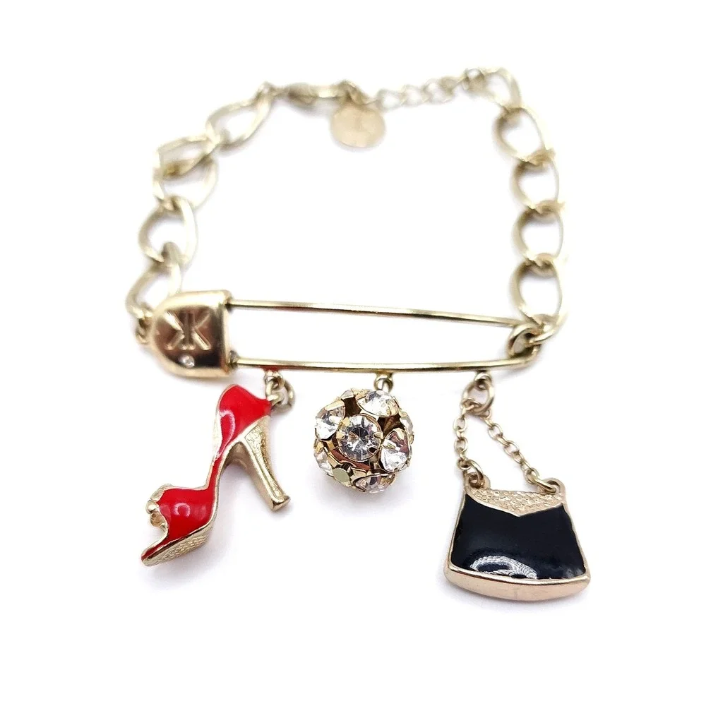 Kardashian Kollection Gold Charm Bracelet Heel Handbag Crystal